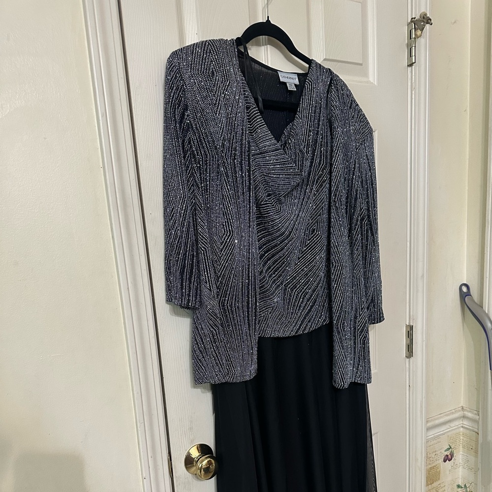 Black and Silver Striped Top and Skirt Set